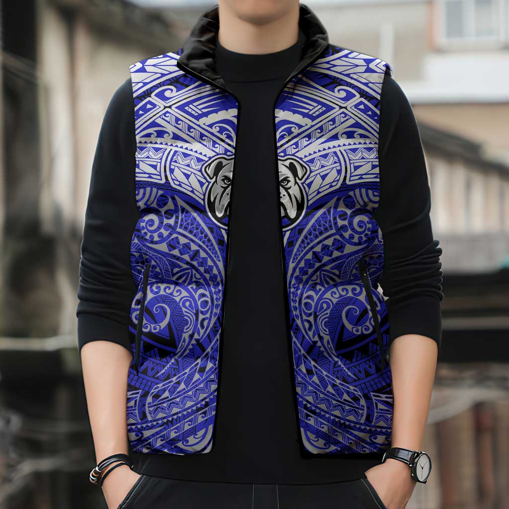 Personalized Canterbury-Bankstown Bulldogs Sleeveless Puffer Jacket Polynesian Tribal Pattern Style