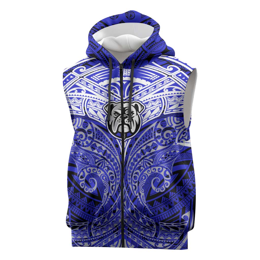 Personalized Canterbury-Bankstown Bulldogs Sleeveless Zip Hoodie Polynesian Tribal Pattern Style