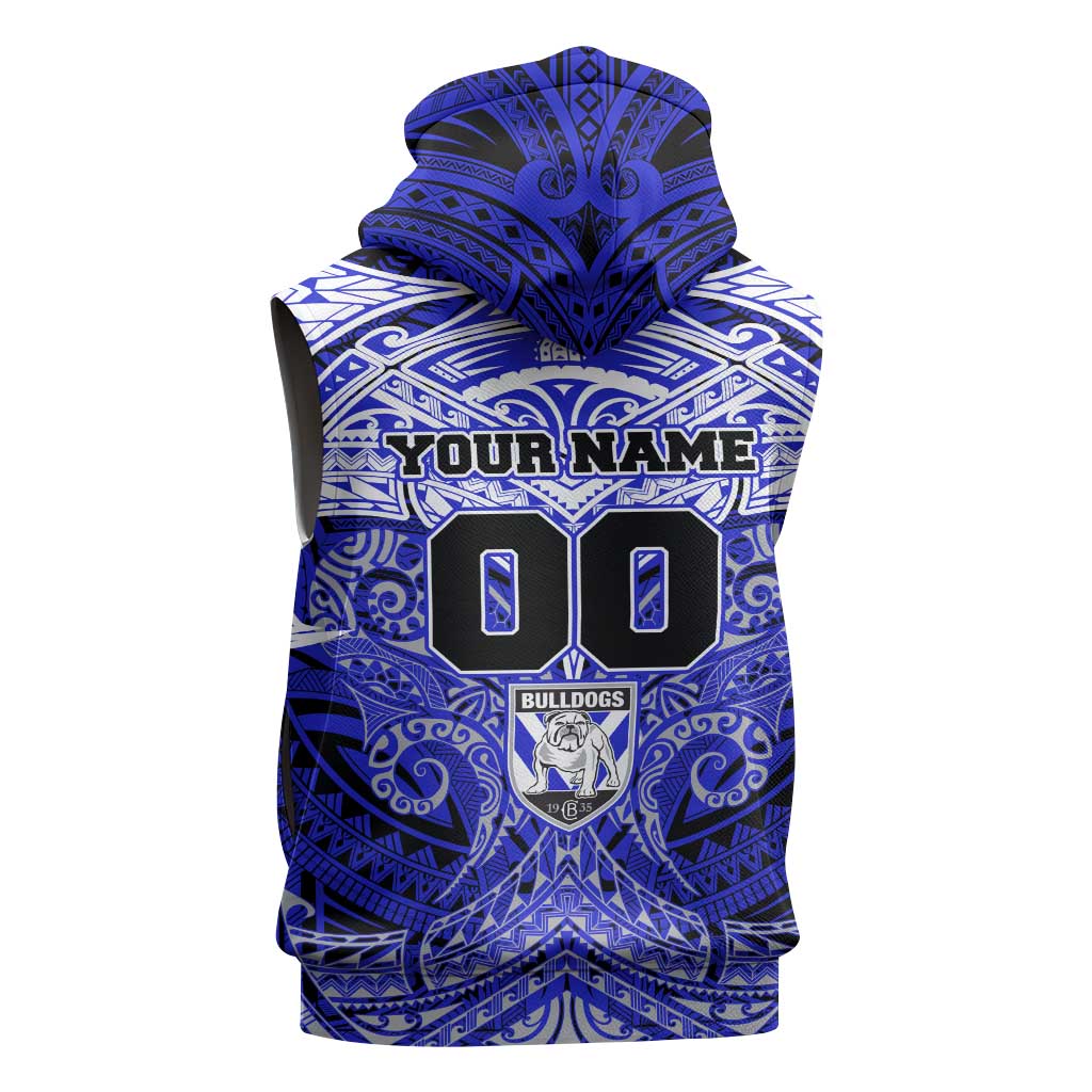 Personalized Canterbury-Bankstown Bulldogs Sleeveless Zip Hoodie Polynesian Tribal Pattern Style