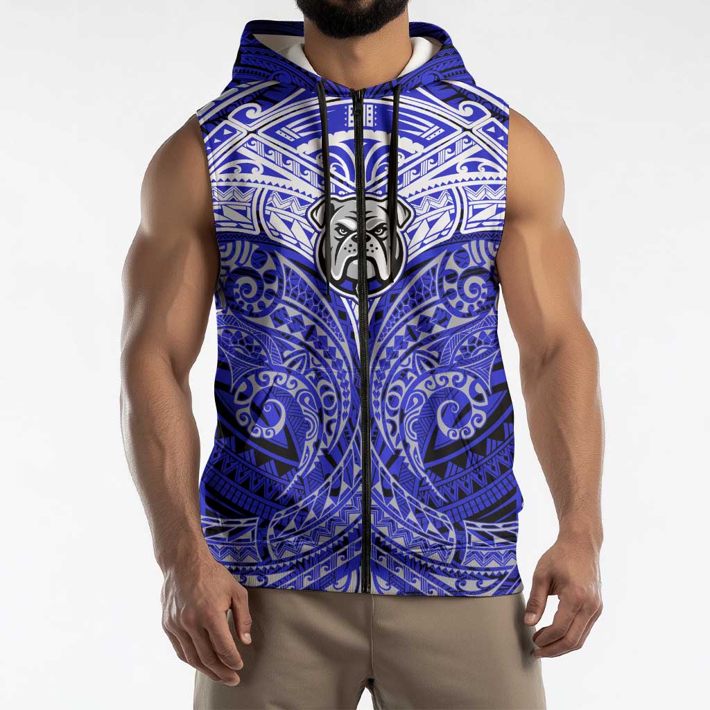 Personalized Canterbury-Bankstown Bulldogs Sleeveless Zip Hoodie Polynesian Tribal Pattern Style