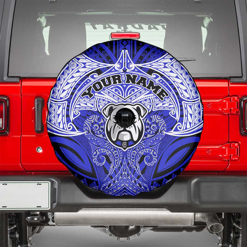 Personalized Canterbury-Bankstown Bulldogs Spare Tire Cover Polynesian Tribal Pattern Style