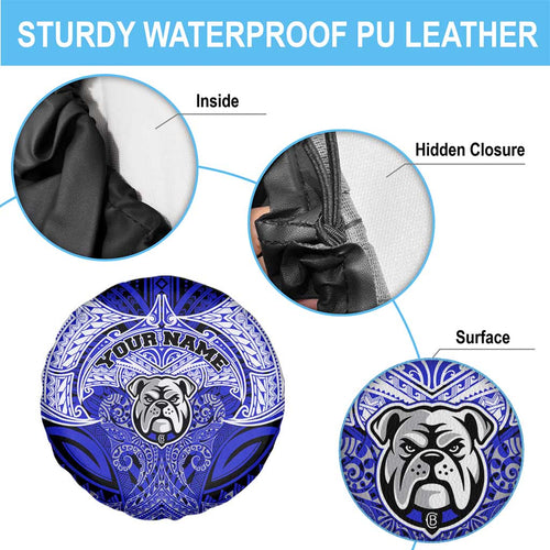 Personalized Canterbury-Bankstown Bulldogs Spare Tire Cover Polynesian Tribal Pattern Style