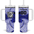 Personalized Canterbury-Bankstown Bulldogs Tumbler With Handle Polynesian Tribal Pattern Style
