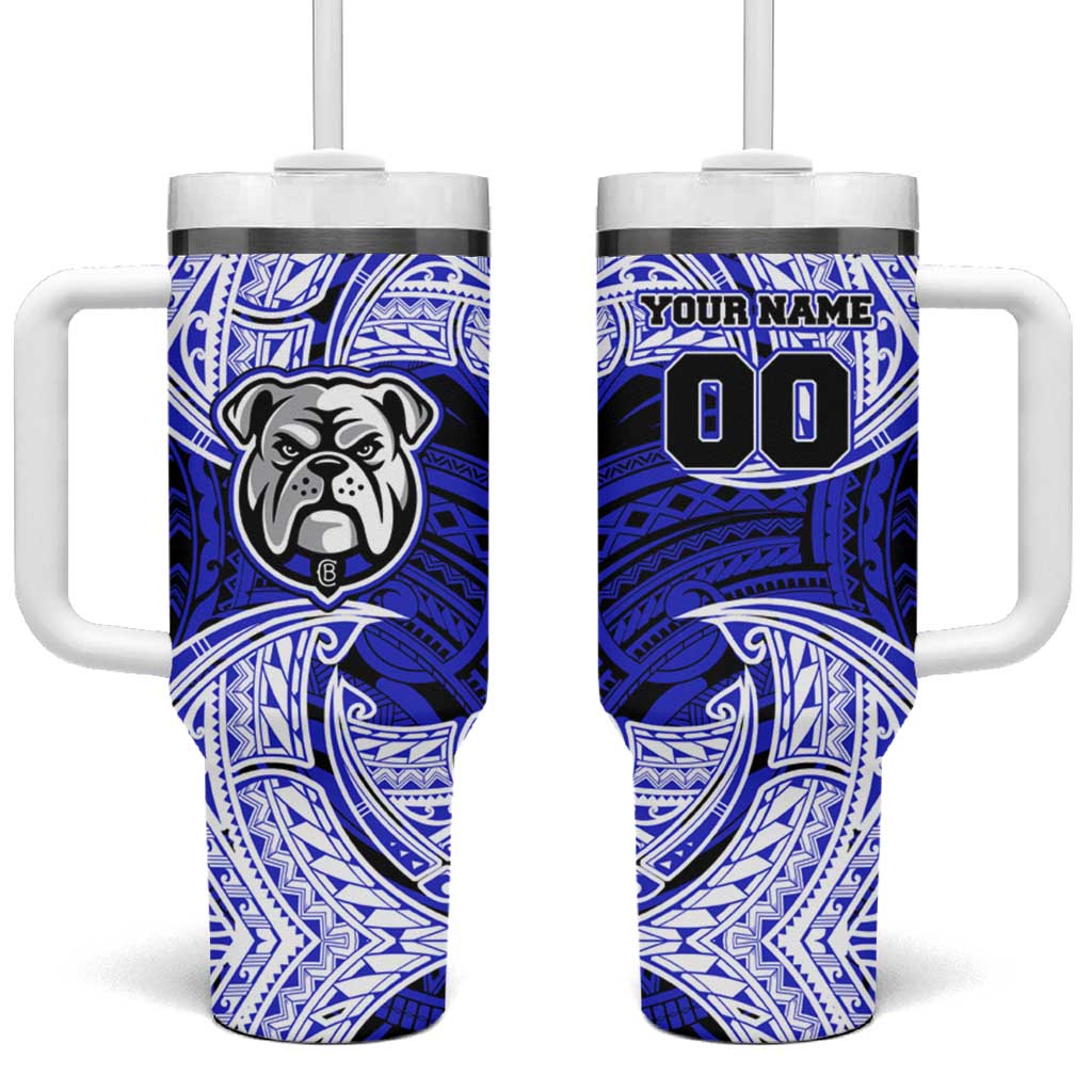 Personalized Canterbury-Bankstown Bulldogs Tumbler With Handle Polynesian Tribal Pattern Style