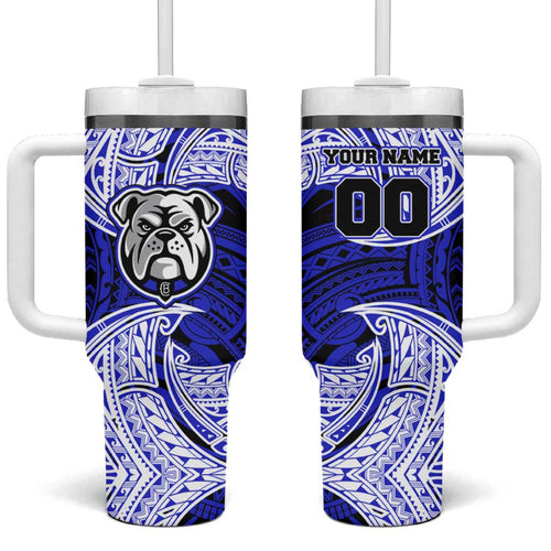Personalized Canterbury-Bankstown Bulldogs Tumbler With Handle Polynesian Tribal Pattern Style
