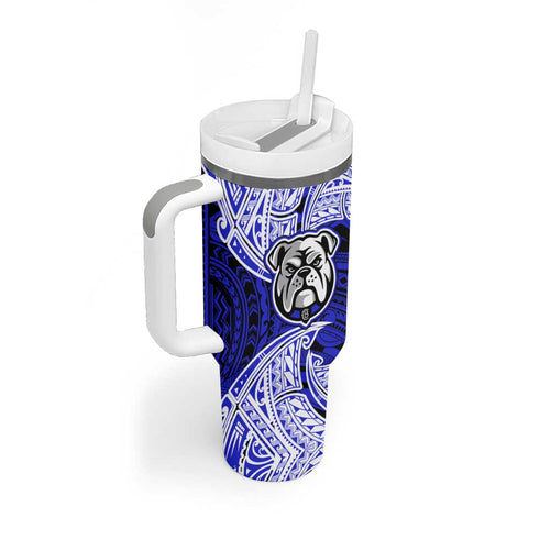 Personalized Canterbury-Bankstown Bulldogs Tumbler With Handle Polynesian Tribal Pattern Style