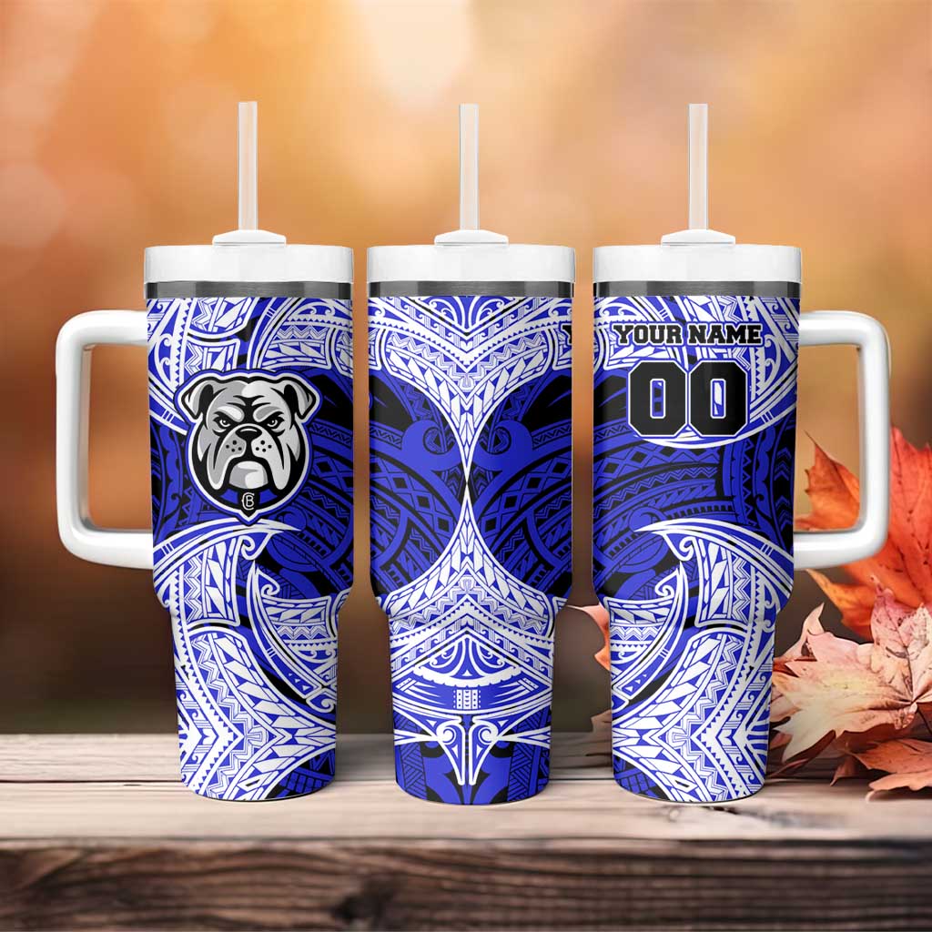 Personalized Canterbury-Bankstown Bulldogs Tumbler With Handle Polynesian Tribal Pattern Style