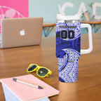 Personalized Canterbury-Bankstown Bulldogs Tumbler With Handle Polynesian Tribal Pattern Style