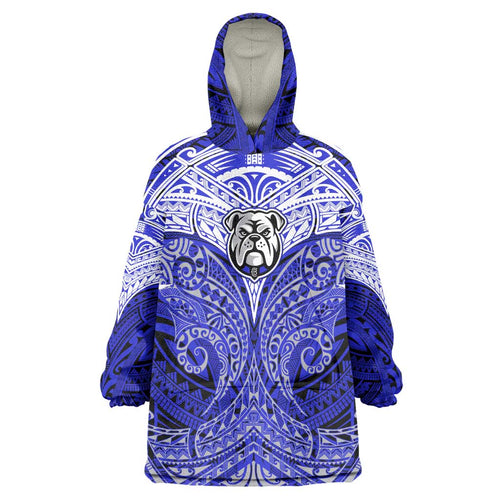 Personalized Canterbury-Bankstown Bulldogs Wearable Blanket Hoodie Polynesian Tribal Pattern Style