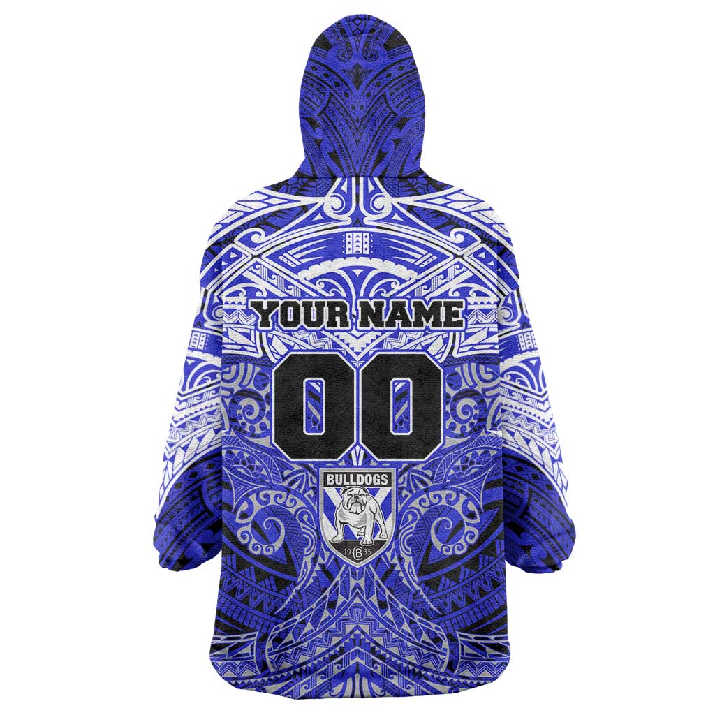 Personalized Canterbury-Bankstown Bulldogs Wearable Blanket Hoodie Polynesian Tribal Pattern Style