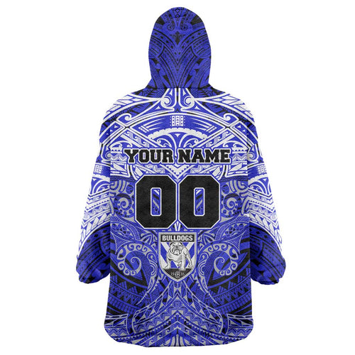 Personalized Canterbury-Bankstown Bulldogs Wearable Blanket Hoodie Polynesian Tribal Pattern Style