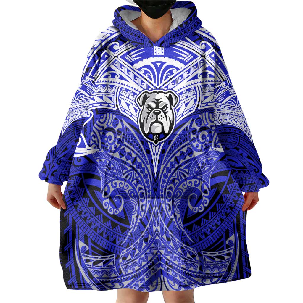 Personalized Canterbury-Bankstown Bulldogs Wearable Blanket Hoodie Polynesian Tribal Pattern Style