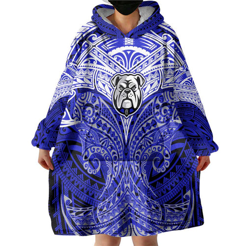 Personalized Canterbury-Bankstown Bulldogs Wearable Blanket Hoodie Polynesian Tribal Pattern Style