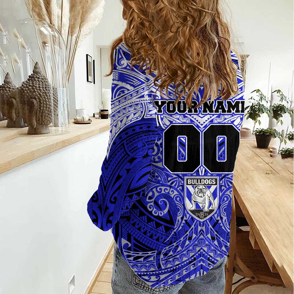 Personalized Canterbury-Bankstown Bulldogs Women Casual Shirt Polynesian Tribal Pattern Style