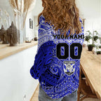 Personalized Canterbury-Bankstown Bulldogs Women Casual Shirt Polynesian Tribal Pattern Style