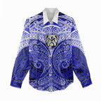 Personalized Canterbury-Bankstown Bulldogs Women Casual Shirt Polynesian Tribal Pattern Style