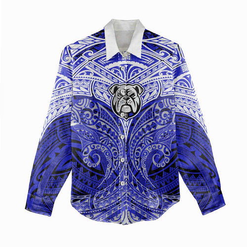 Personalized Canterbury-Bankstown Bulldogs Women Casual Shirt Polynesian Tribal Pattern Style