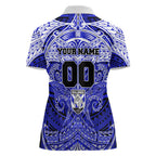 Personalized Canterbury-Bankstown Bulldogs Women Polo Shirt Polynesian Tribal Pattern Style