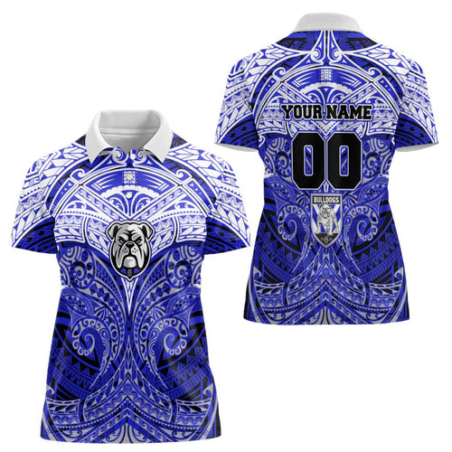 Personalized Canterbury-Bankstown Bulldogs Women Polo Shirt Polynesian Tribal Pattern Style