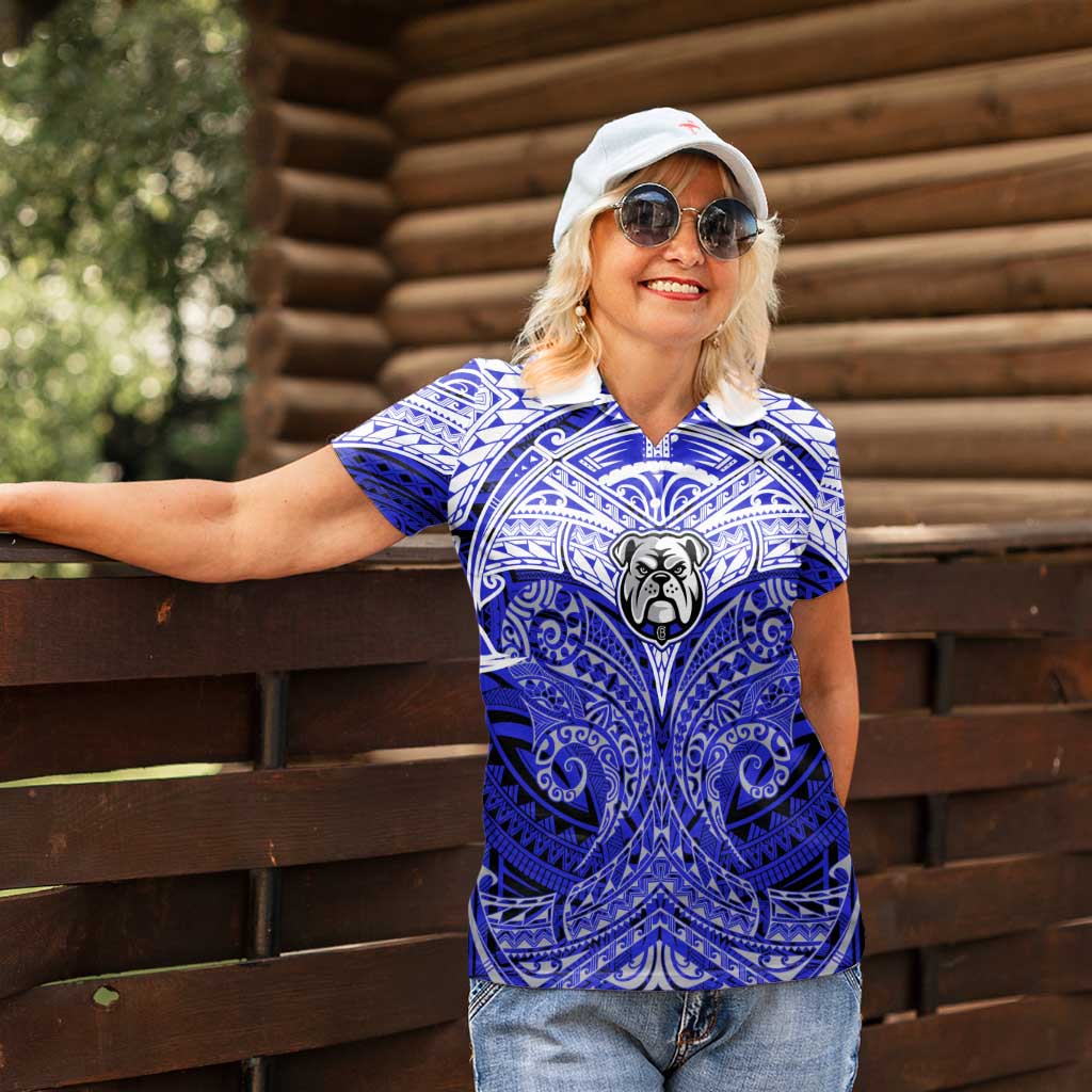 Personalized Canterbury-Bankstown Bulldogs Women Polo Shirt Polynesian Tribal Pattern Style