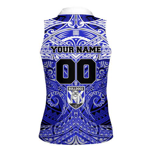 Personalized Canterbury-Bankstown Bulldogs Women Sleeveless Polo Shirt Polynesian Tribal Pattern Style