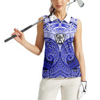 Personalized Canterbury-Bankstown Bulldogs Women Sleeveless Polo Shirt Polynesian Tribal Pattern Style