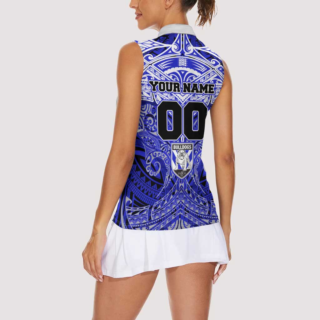 Personalized Canterbury-Bankstown Bulldogs Women Sleeveless Polo Shirt Polynesian Tribal Pattern Style