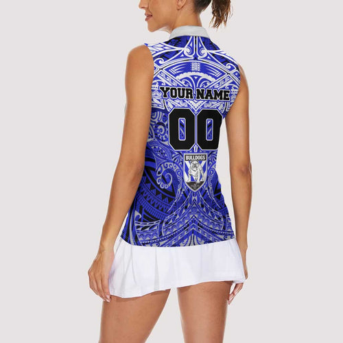 Personalized Canterbury-Bankstown Bulldogs Women Sleeveless Polo Shirt Polynesian Tribal Pattern Style