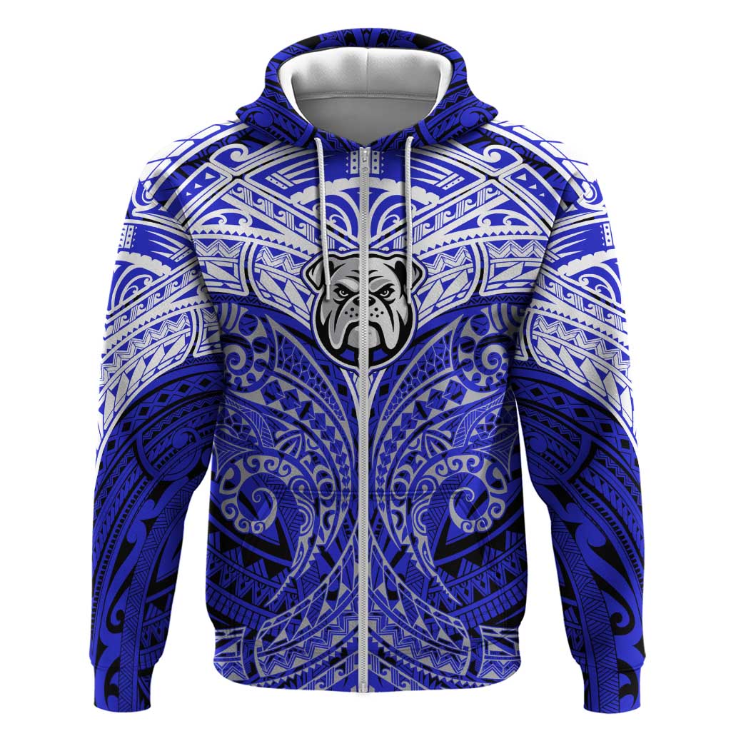Personalized Canterbury-Bankstown Bulldogs Zip Hoodie Polynesian Tribal Pattern Style