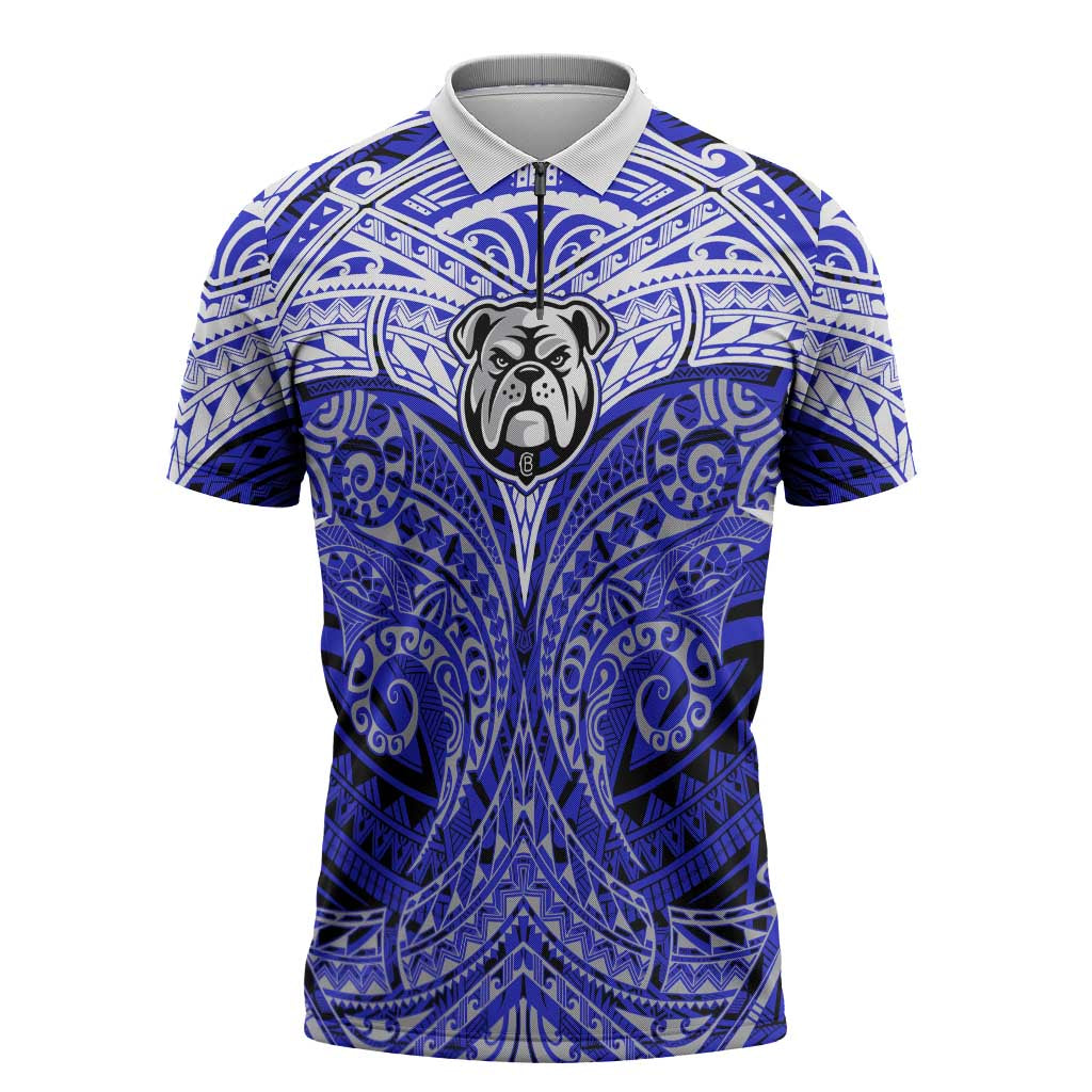 Personalized Canterbury-Bankstown Bulldogs Zipper Polo Shirt Polynesian Tribal Pattern Style