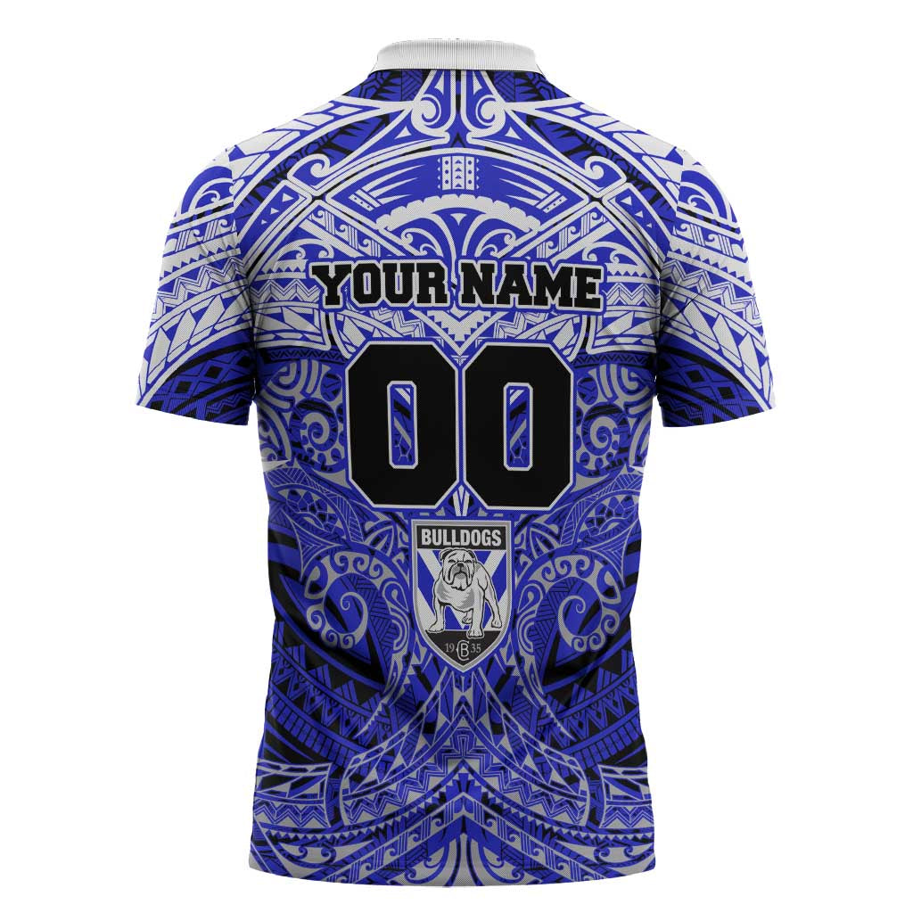 Personalized Canterbury-Bankstown Bulldogs Zipper Polo Shirt Polynesian Tribal Pattern Style