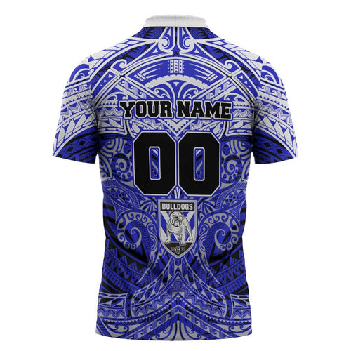 Personalized Canterbury-Bankstown Bulldogs Zipper Polo Shirt Polynesian Tribal Pattern Style