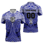 Personalized Canterbury-Bankstown Bulldogs Zipper Polo Shirt Polynesian Tribal Pattern Style