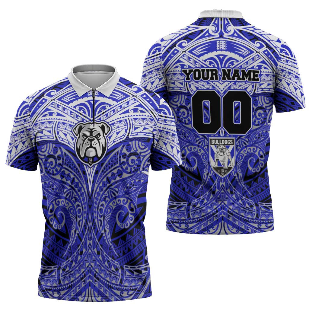Personalized Canterbury-Bankstown Bulldogs Zipper Polo Shirt Polynesian Tribal Pattern Style