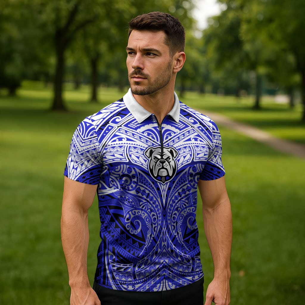 Personalized Canterbury-Bankstown Bulldogs Zipper Polo Shirt Polynesian Tribal Pattern Style