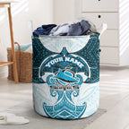 Personalized Cronulla-Sutherland Sharks Laundry Basket Polynesian Tribal Pattern Style