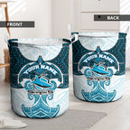 Personalized Cronulla-Sutherland Sharks Laundry Basket Polynesian Tribal Pattern Style