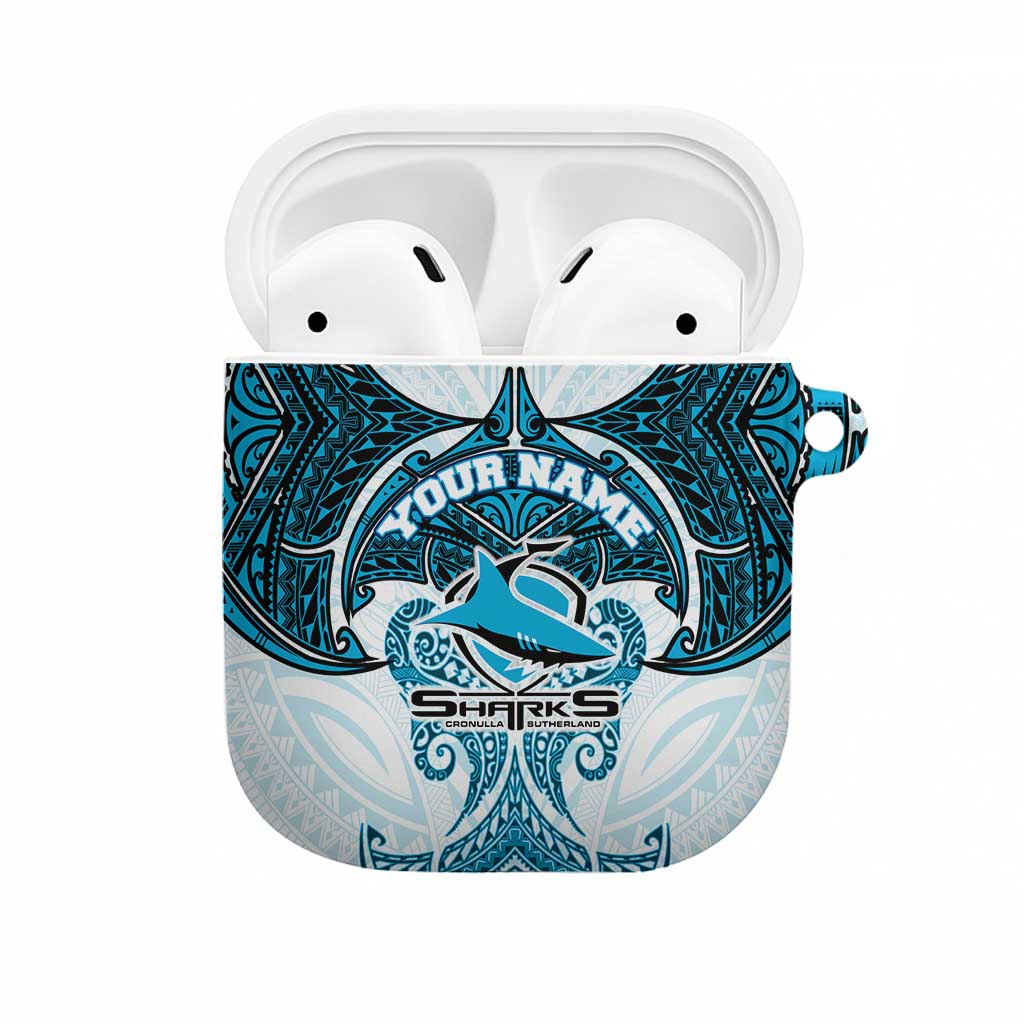 Personalized Cronulla-Sutherland Sharks AirPods Case Polynesian Tribal Pattern Style