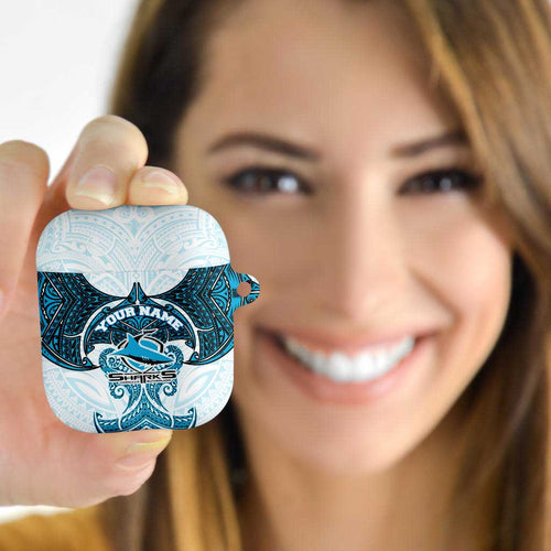 Personalized Cronulla-Sutherland Sharks AirPods Case Polynesian Tribal Pattern Style