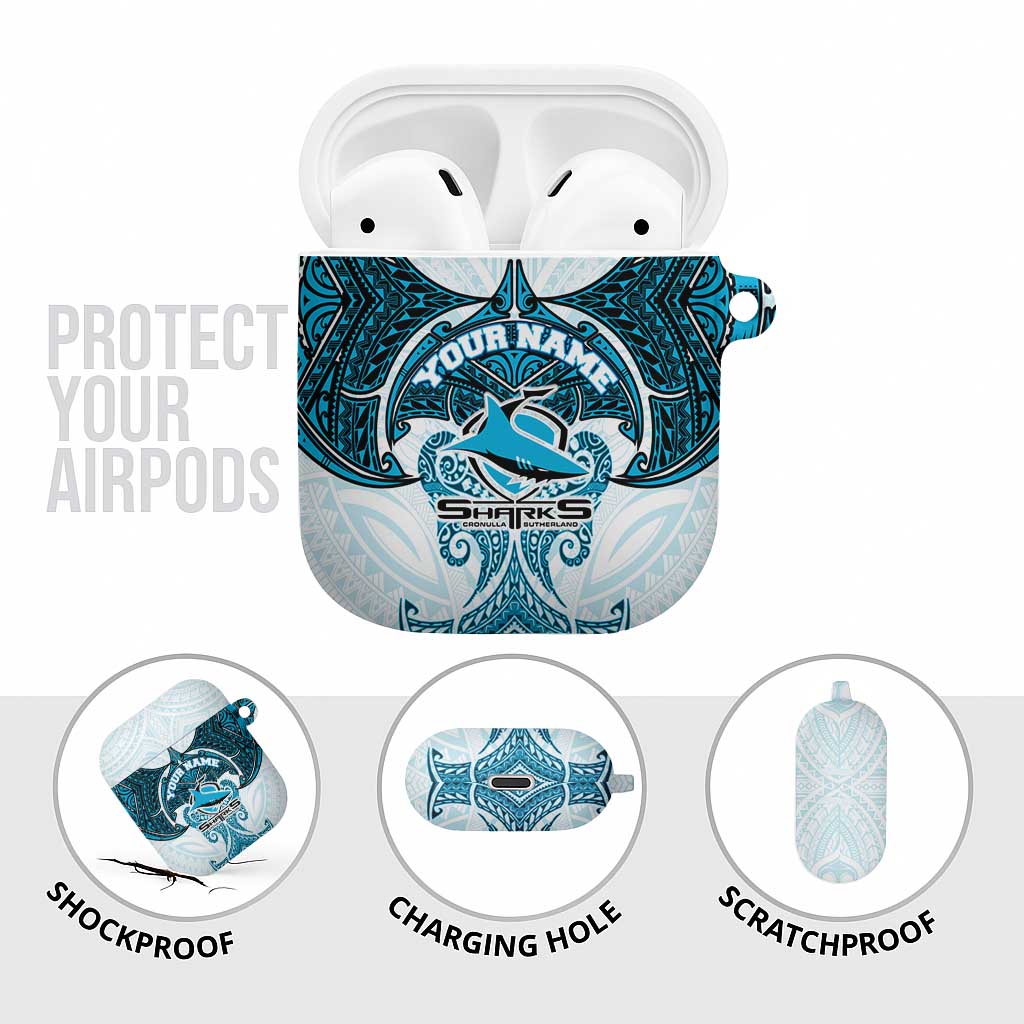 Personalized Cronulla-Sutherland Sharks AirPods Case Polynesian Tribal Pattern Style