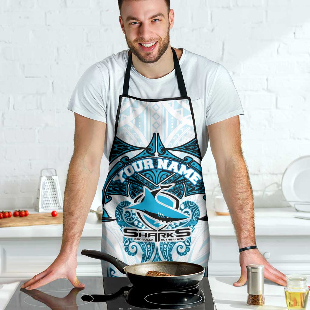 Personalized Cronulla-Sutherland Sharks Apron Polynesian Tribal Pattern Style