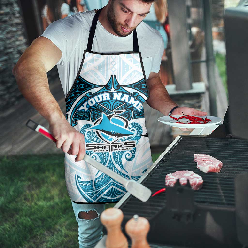 Personalized Cronulla-Sutherland Sharks Apron Polynesian Tribal Pattern Style
