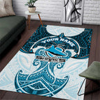 Personalized Cronulla-Sutherland Sharks Area Rug Polynesian Tribal Pattern Style