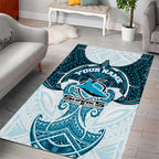 Personalized Cronulla-Sutherland Sharks Area Rug Polynesian Tribal Pattern Style