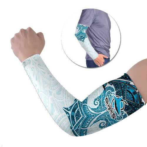 Personalized Cronulla-Sutherland Sharks Arm Sleeves Polynesian Tribal Pattern Style