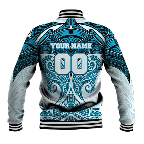 Personalized Cronulla-Sutherland Sharks Baseball Jacket Polynesian Tribal Pattern Style