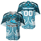 Personalized Cronulla-Sutherland Sharks Baseball Jersey Polynesian Tribal Pattern Style