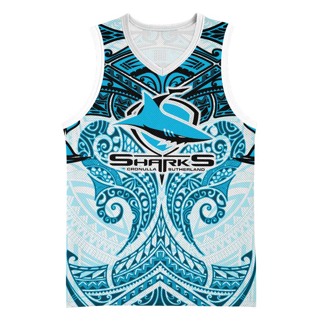 Personalized Cronulla-Sutherland Sharks Basketball Jersey Polynesian Tribal Pattern Style