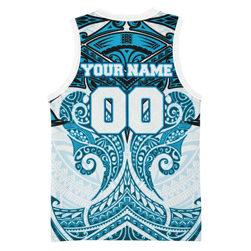 Personalized Cronulla-Sutherland Sharks Basketball Jersey Polynesian Tribal Pattern Style