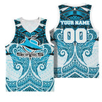 Personalized Cronulla-Sutherland Sharks Basketball Jersey Polynesian Tribal Pattern Style